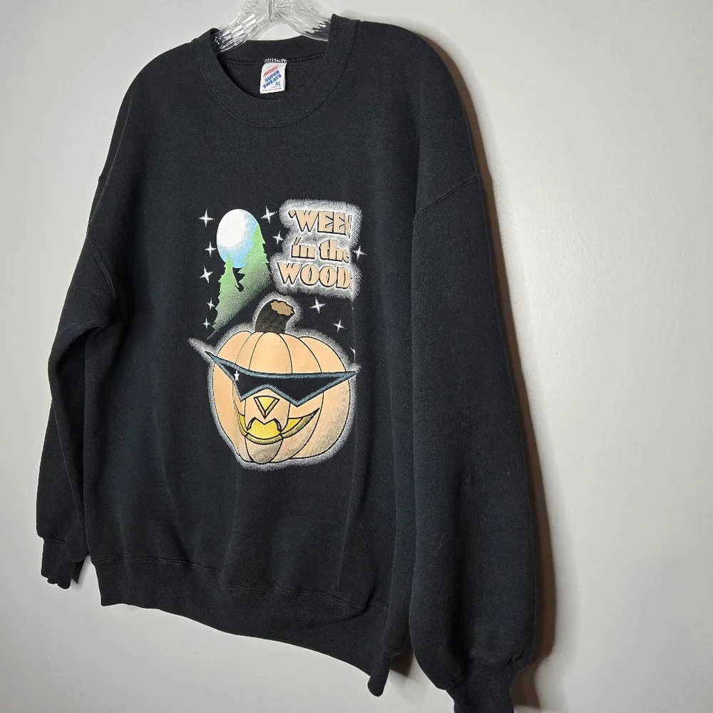Vintage Jerzees XL‎ Halloween Theme Sweatshirt Pullover CrewNeck Black Pumpkin